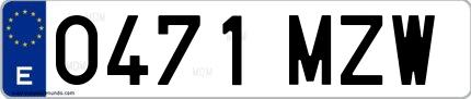 Ejemplo de matrícula española 0471 MZW