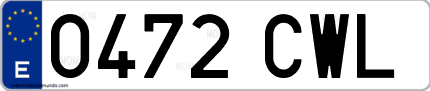 Ejemplo de matrícula de coche ordinaria 0472 CWL