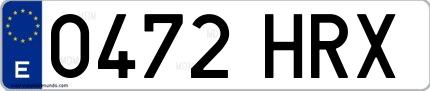 Ejemplo de matrícula española 0472 HRX