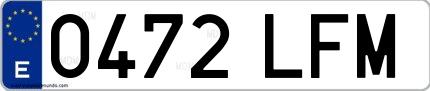 Ejemplo de matrícula española 0472 LFM