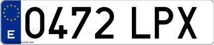 Ejemplo de matrícula española 0472 LPX