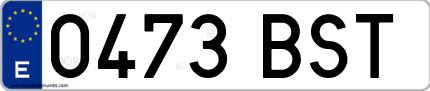 Ejemplo de matrícula de coche ordinaria 0473 BST