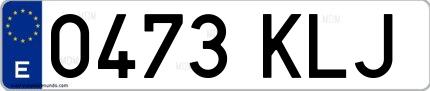 Ejemplo de matrícula española 0473 KLJ