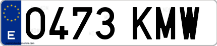 Ejemplo de matrícula de coche ordinaria 0473 KMW