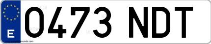Ejemplo de matrícula española 0473 NDT
