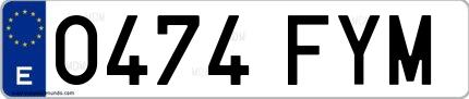Ejemplo de matrícula española 0474 FYM