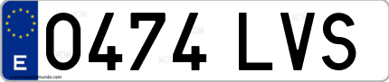 Ejemplo de matrícula de coche ordinaria 0474 LVS