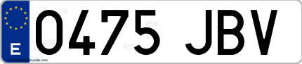 Ejemplo de matrícula de coche ordinaria 0475 JBV