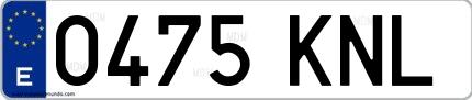 Ejemplo de matrícula española 0475 KNL