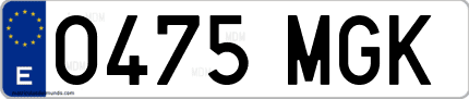 Ejemplo de matrícula de coche ordinaria 0475 MGK