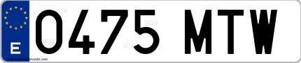 Ejemplo de matrícula española 0475 MTW
