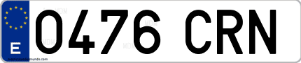Ejemplo de matrícula de coche ordinaria 0476 CRN