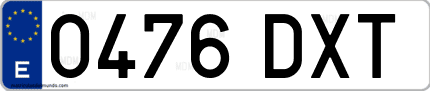 Ejemplo de matrícula de coche ordinaria 0476 DXT