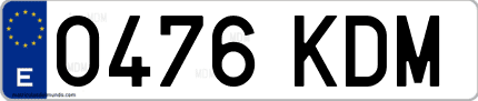 Ejemplo de matrícula de coche ordinaria 0476 KDM