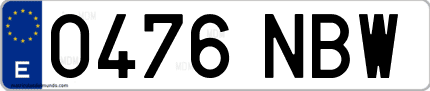 Ejemplo de matrícula de coche ordinaria 0476 NBW