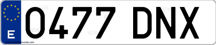 Ejemplo de matrícula de coche ordinaria 0477 DNX