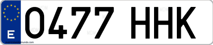 Ejemplo de matrícula de coche ordinaria 0477 HHK