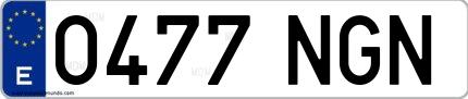 Ejemplo de matrícula española 0477 NGN