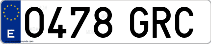 Ejemplo de matrícula de coche ordinaria 0478 GRC