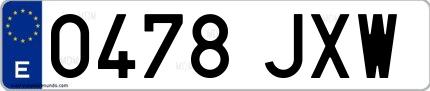 Ejemplo de matrícula española 0478 JXW