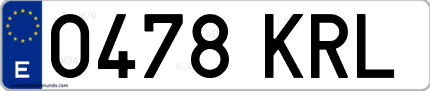 Ejemplo de matrícula de coche ordinaria 0478 KRL