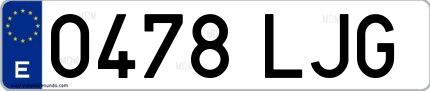 Ejemplo de matrícula española 0478 LJG