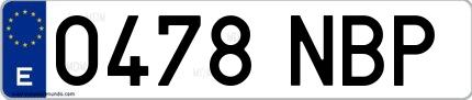 Ejemplo de matrícula española 0478 NBP