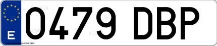 Ejemplo de matrícula española 0479 DBP