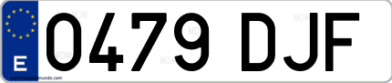 Ejemplo de matrícula de coche ordinaria 0479 DJF
