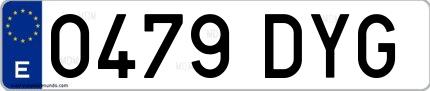 Ejemplo de matrícula española 0479 DYG