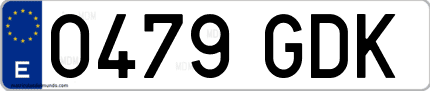 Ejemplo de matrícula de coche ordinaria 0479 GDK