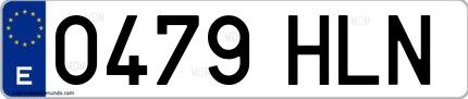 Ejemplo de matrícula de coche ordinaria 0479 HLN