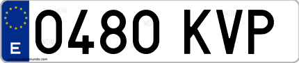 Ejemplo de matrícula de coche ordinaria 0480 KVP