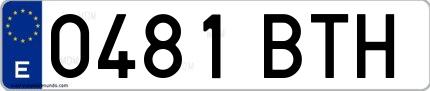 Ejemplo de matrícula española 0481 BTH