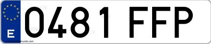Ejemplo de matrícula española 0481 FFP