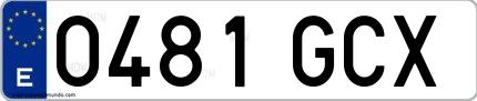 Ejemplo de matrícula española 0481 GCX