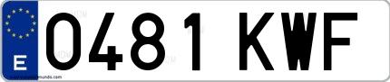 Ejemplo de matrícula española 0481 KWF