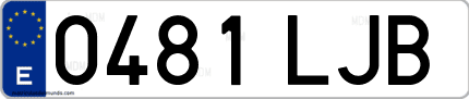 Ejemplo de matrícula de coche ordinaria 0481 LJB