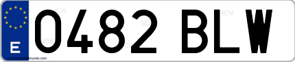 Ejemplo de matrícula de coche ordinaria 0482 BLW