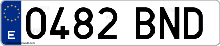 Ejemplo de matrícula de coche ordinaria 0482 BND
