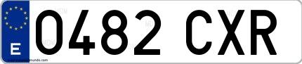 Ejemplo de matrícula española 0482 CXR