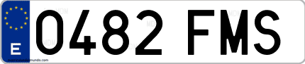 Ejemplo de matrícula de coche ordinaria 0482 FMS