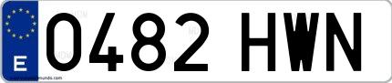 Ejemplo de matrícula de coche ordinaria 0482 HWN