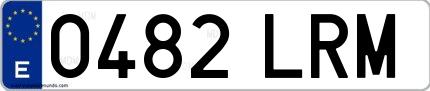 Ejemplo de matrícula española 0482 LRM