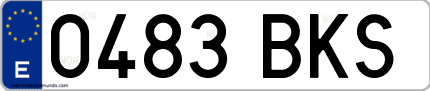 Ejemplo de matrícula de coche ordinaria 0483 BKS