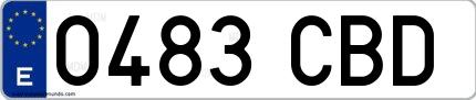 Ejemplo de matrícula de coche ordinaria 0483 CBD