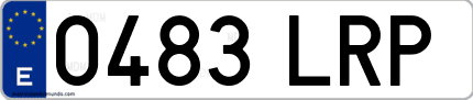 Ejemplo de matrícula de coche ordinaria 0483 LRP