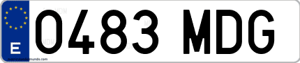 Ejemplo de matrícula de coche ordinaria 0483 MDG
