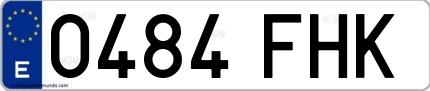 Ejemplo de matrícula española 0484 FHK