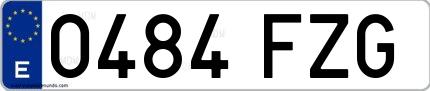 Ejemplo de matrícula española 0484 FZG